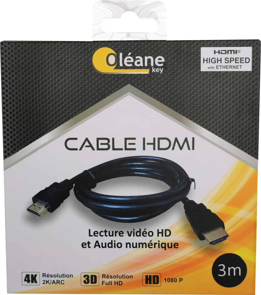OLEANE Key Cable HDMI 1.4 male/m?le 3m - Digital/Display/Video