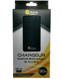 [OLCH90W] OLEANE Key Chargeur Universel Multi-voltages 90W Noir