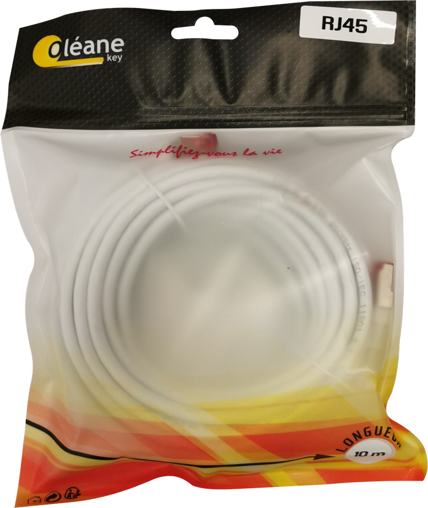 OLEANE Key Cable reseau RJ45 CAT-6 SFTP cuivre blinde droit -10m- blanc Oleane - Network - CAT 6